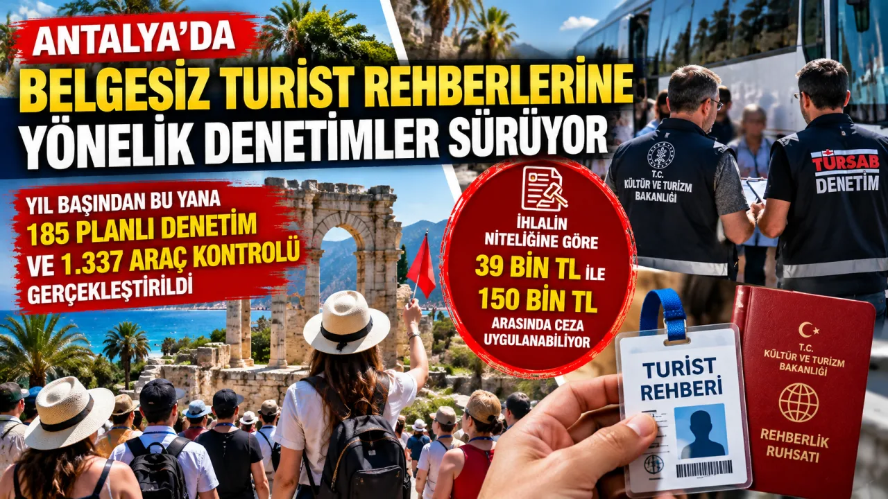 ANTALYA’DA BELGESİZ TURİST REHBERLERİNE SIKI DENETİM: CEZA 150 BİN TL’YE KADAR ÇIKIYOR