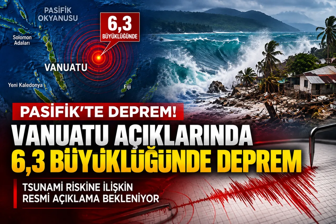 PASİFİK'TE 6,3 BÜYÜKLÜĞÜNDE DEPREM! VANUATU AÇIKLARINDA YER SARSINTISI