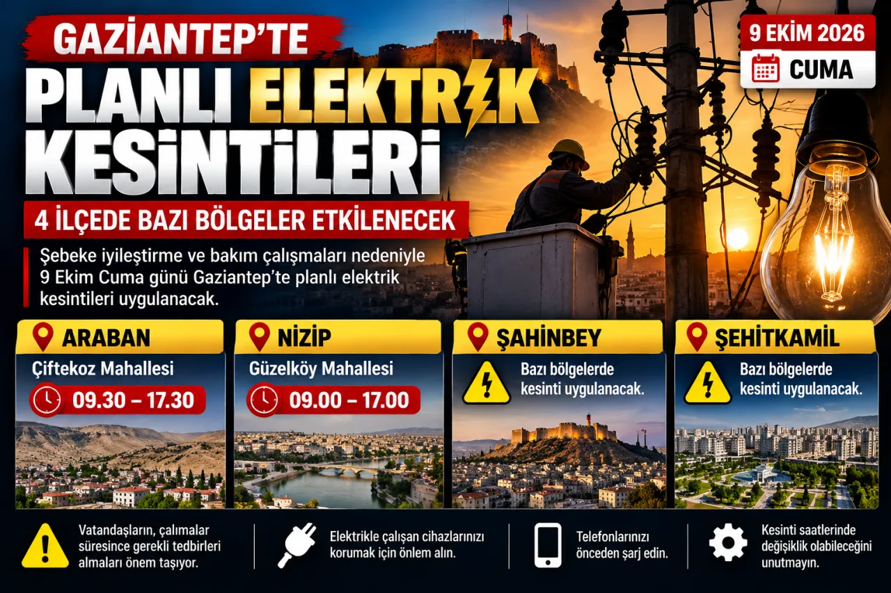 GAZİANTEP'TE ELEKTRİK KESİNTİSİ ALARMI! 4 İLÇEDE VATANDAŞLAR DİKKAT