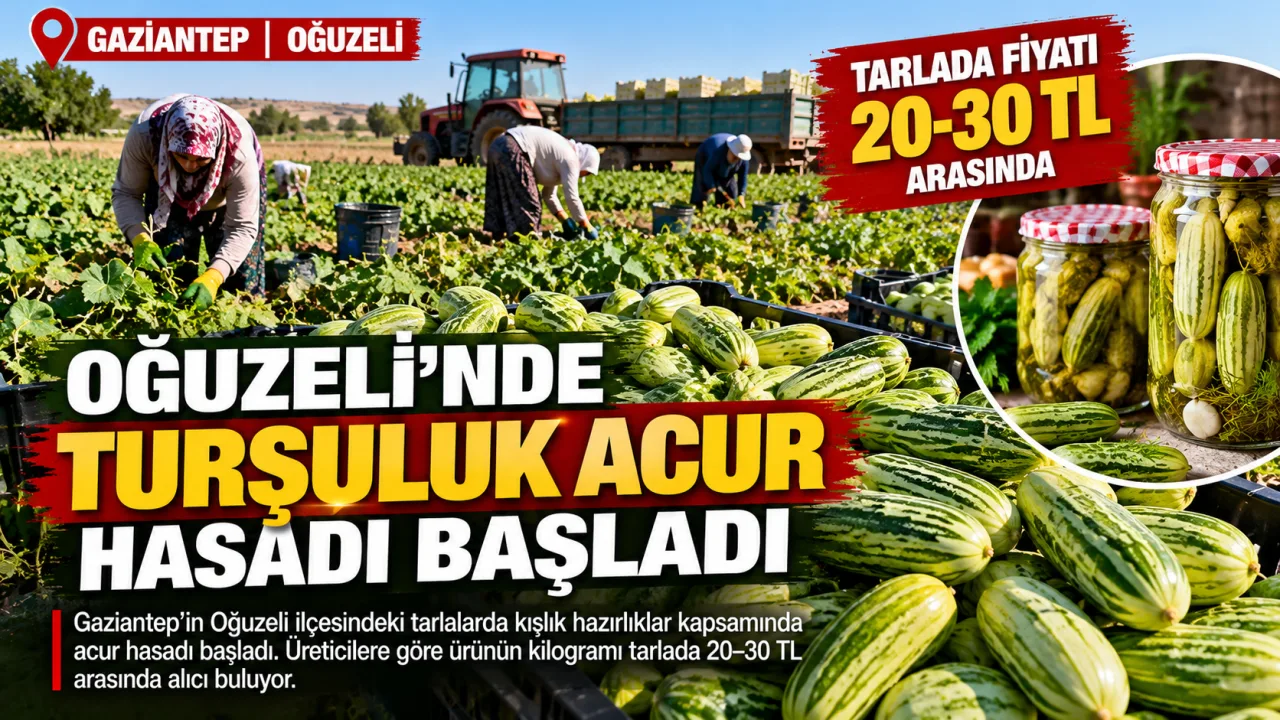 Gaziantep Oğuzeli’nde Acur Hasadı Başladı: Tarlada Fiyatı 30 TL’ye Kadar Çıkıyor
